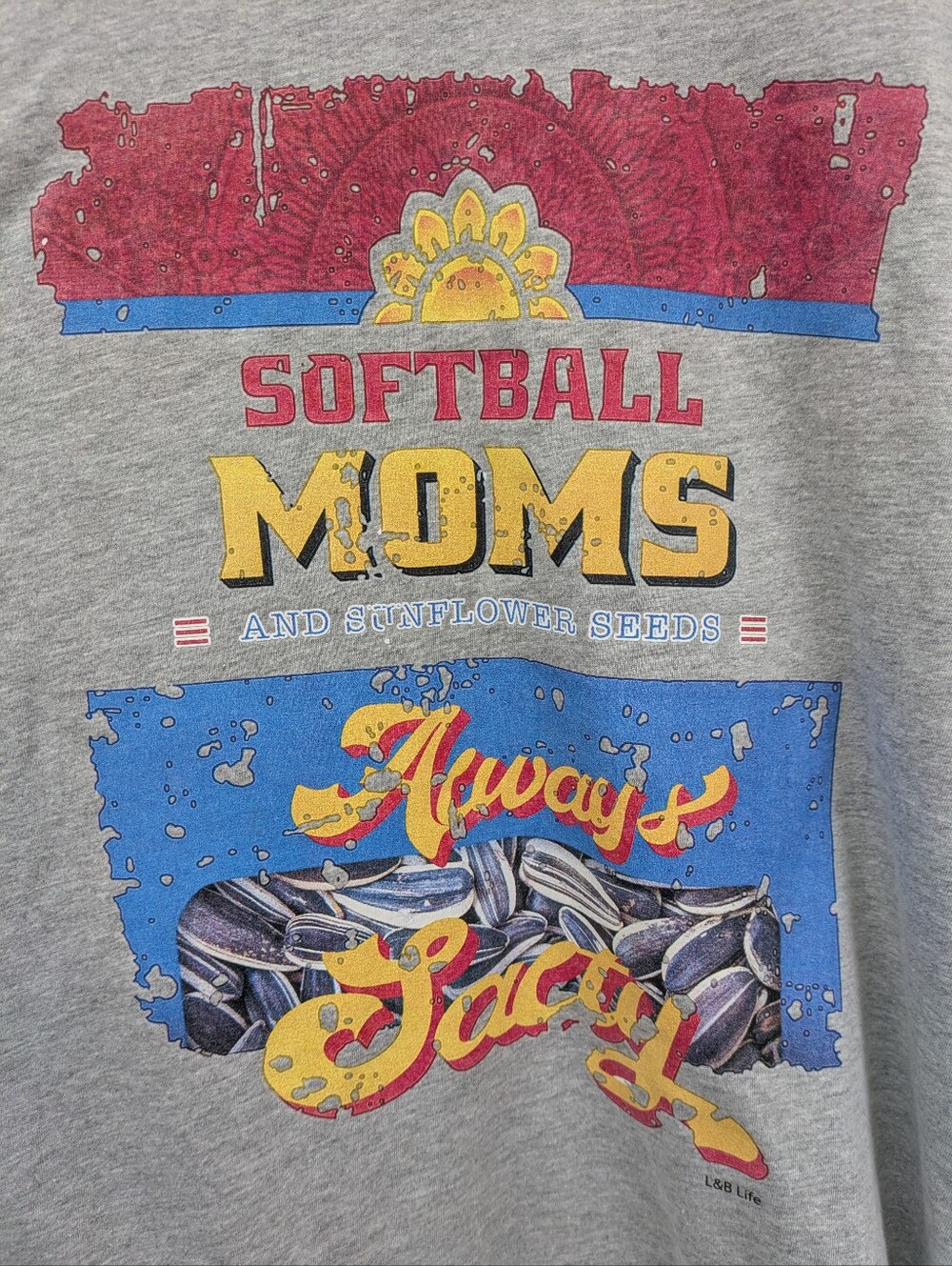 Softball Moms Gray Graphic Tee - Softball Moms And Sunflower Seeds Always Salty